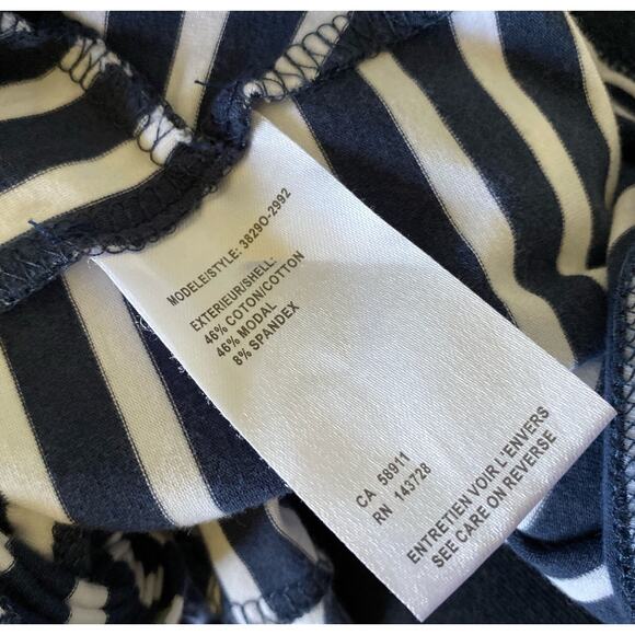 TRIBAL Womens Petite Size PS Striped V Neck Knotted Short Sleeve T Shirt - Picture 6 of 7